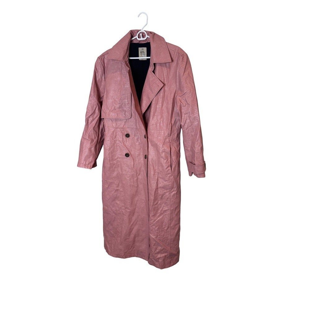 Free People We The Free Coat Womens‎ Large Pink Vegan Leather Trench Long Belted